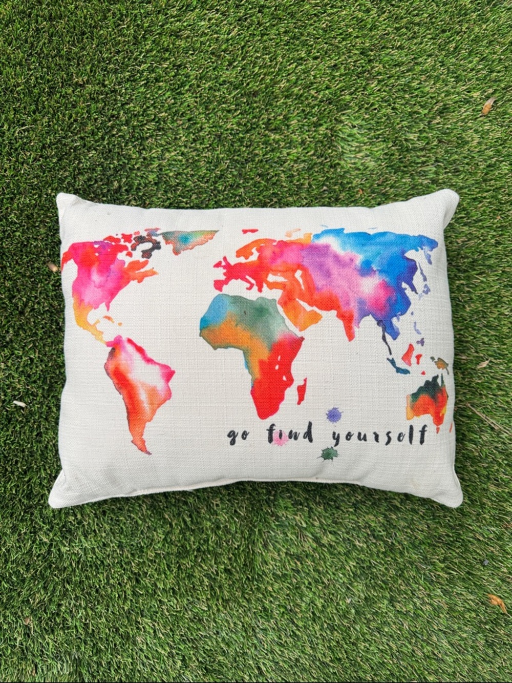 Cream and Watercolored Rectangular Throw Pillow